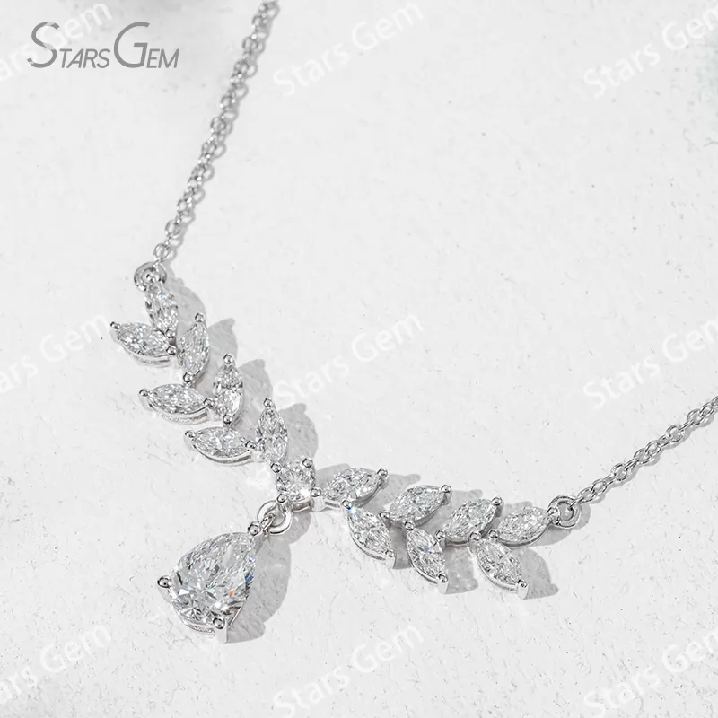 5×7mm Pear Cut Lab Grown Diamond 18K White Gold Diamond Necklace