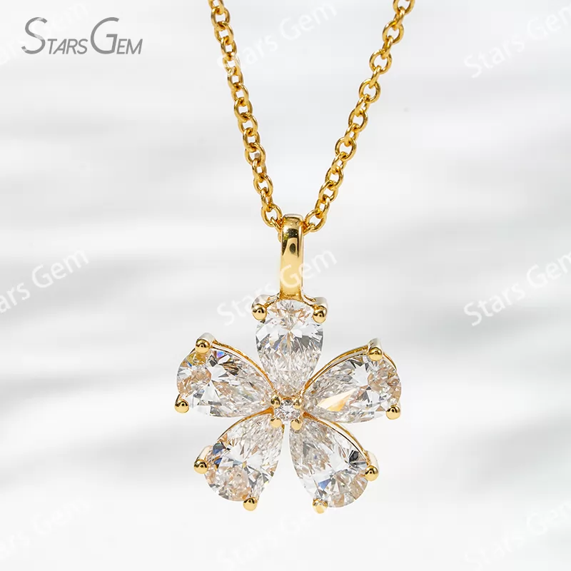 3.5×5.5mm Pear Cut Lab Grown Diamond 18K Gold Diamond Pendant Necklace
