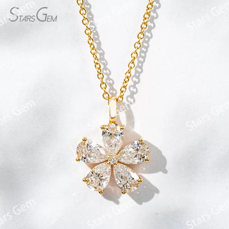3.5×5.5mm Pear Cut Lab Grown Diamond 18K Gold Diamond Pendant Necklace