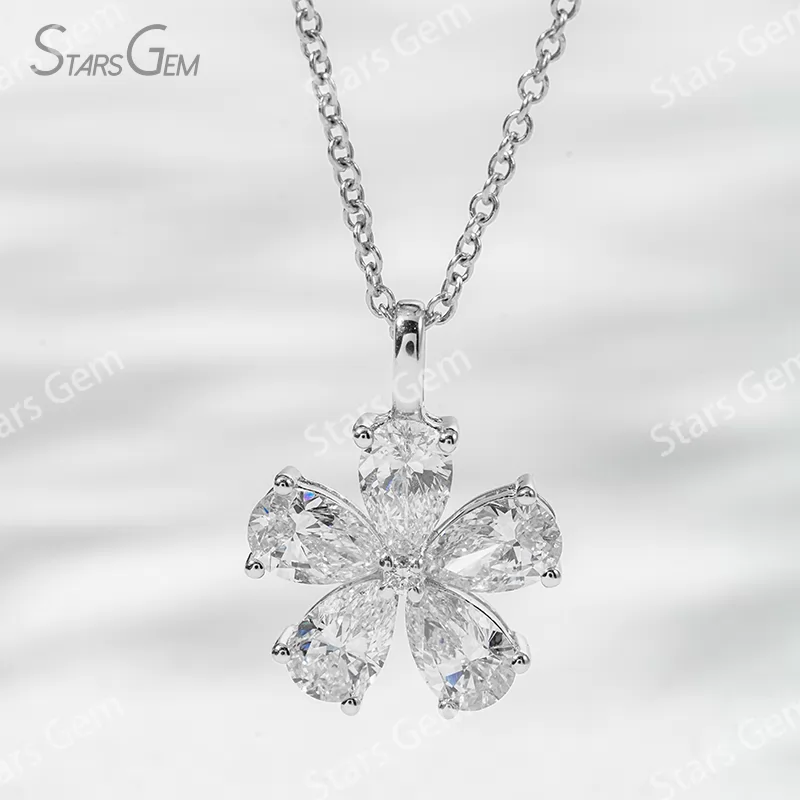 3.5×5.5mm Pear Cut Lab Grown Diamond 18K Gold Diamond Pendant Necklace