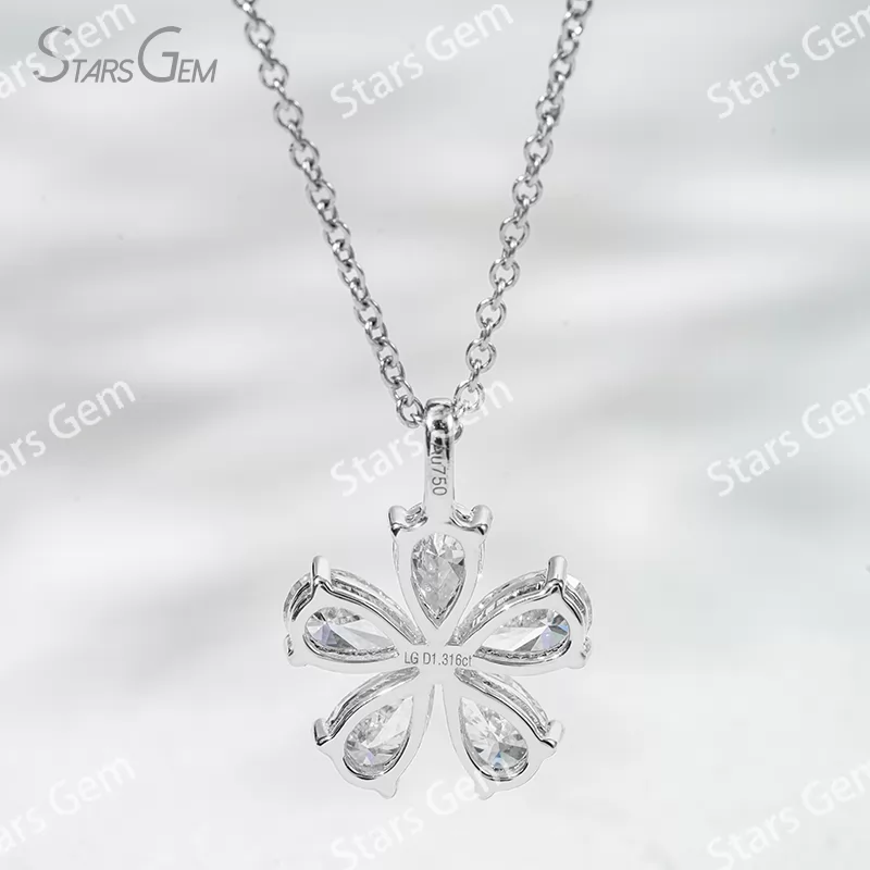 3.5×5.5mm Pear Cut Lab Grown Diamond 18K Gold Diamond Pendant Necklace