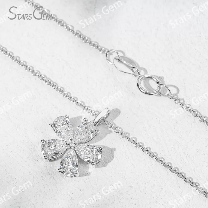 3.5×5.5mm Pear Cut Lab Grown Diamond 18K Gold Diamond Pendant Necklace