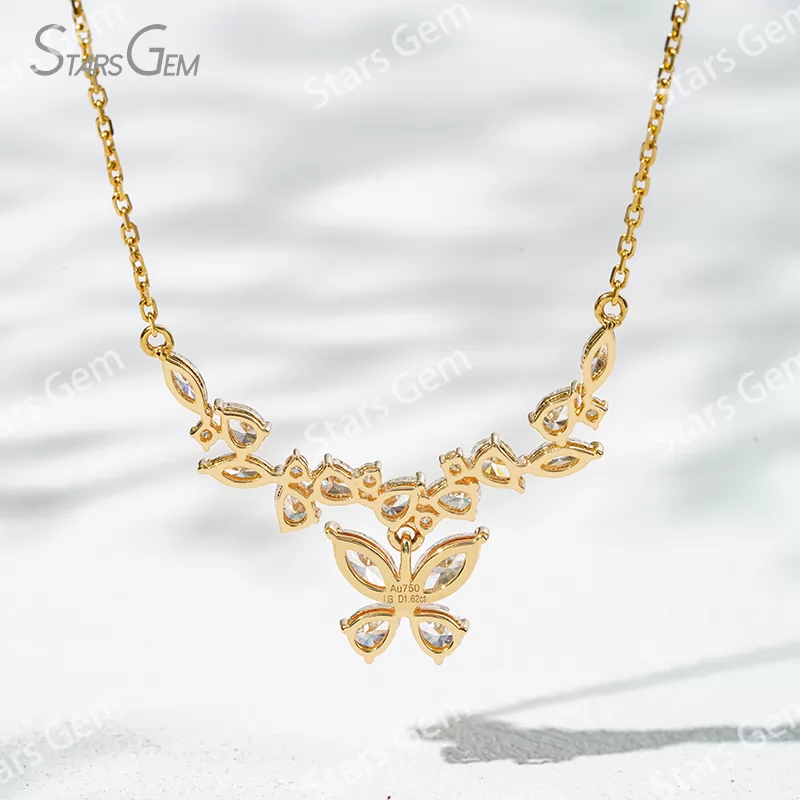 3×6mm Marquise Cut & 3×4mm Pear Cut Lab Grown Diamond 18K Gold Diamond Necklace