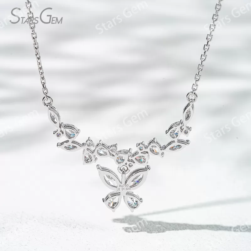 3×6mm Marquise Cut & 3×4mm Pear Cut Lab Grown Diamond 18K Gold Diamond Necklace