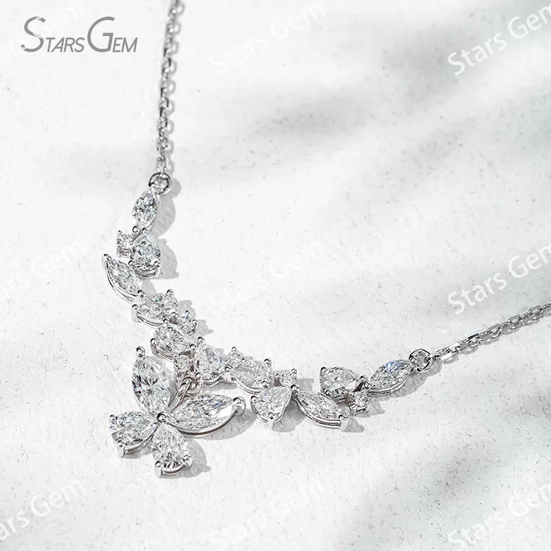 3×6mm Marquise Cut & 3×4mm Pear Cut Lab Grown Diamond 18K Gold Diamond Necklace
