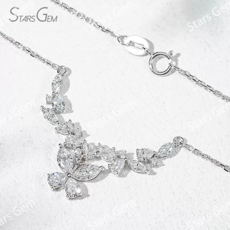 3×6mm Marquise Cut & 3×4mm Pear Cut Lab Grown Diamond 18K Gold Diamond Necklace