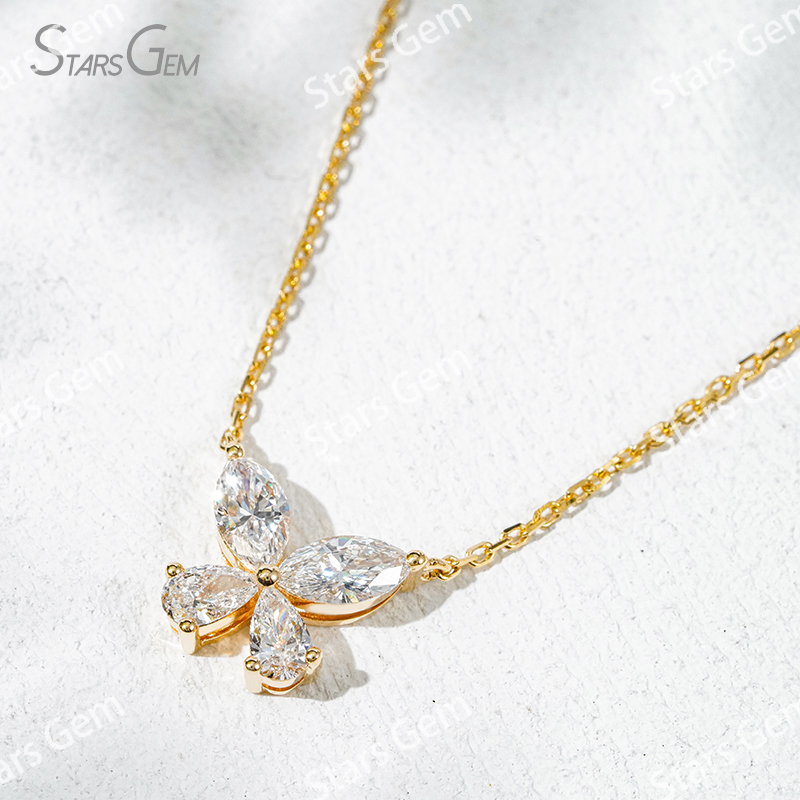 3.6×7mm Marquise Cut & 3×5mm Pear Cut Lab Grown Diamond 18K Gold Diamond Pendant Necklace