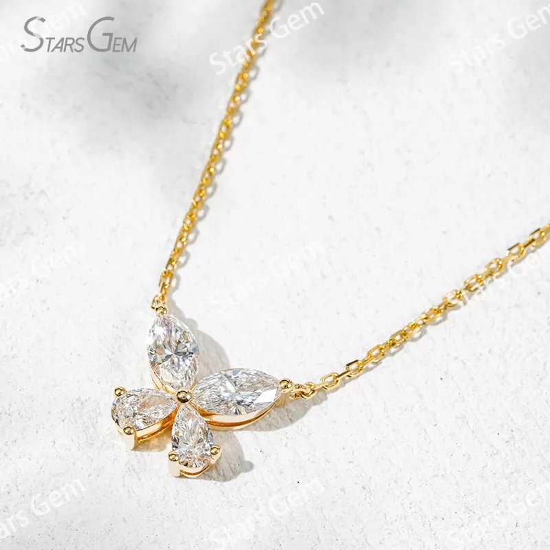 3.6×7mm Marquise Cut & 3×5mm Pear Cut Lab Grown Diamond 18K Gold Diamond Pendant Necklace