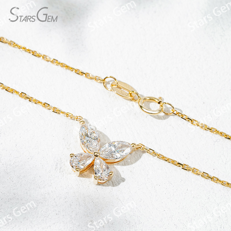 3.6×7mm Marquise Cut & 3×5mm Pear Cut Lab Grown Diamond 18K Gold Diamond Pendant Necklace