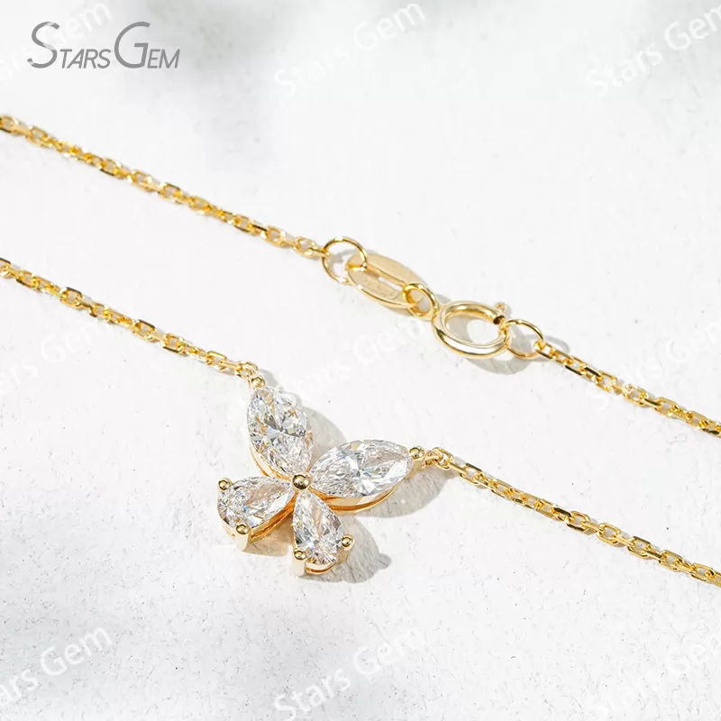 3.6×7mm Marquise Cut & 3×5mm Pear Cut Lab Grown Diamond 18K Gold Diamond Pendant Necklace