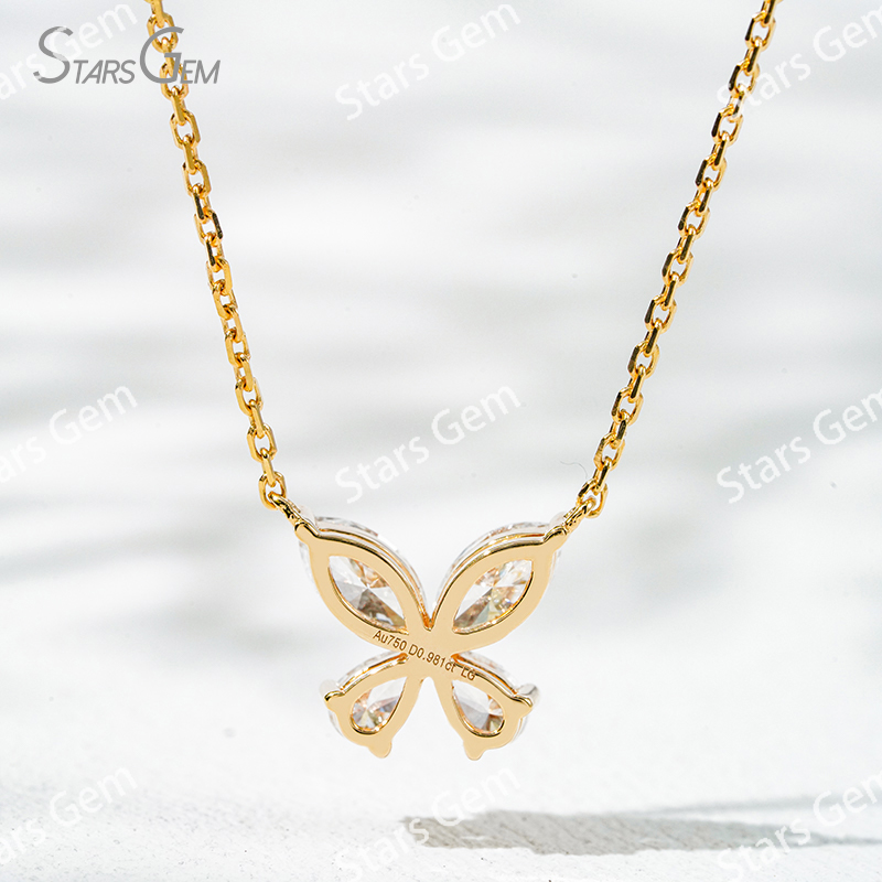3.6×7mm Marquise Cut & 3×5mm Pear Cut Lab Grown Diamond 18K Gold Diamond Pendant Necklace