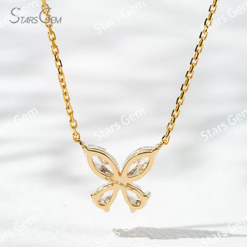 3.6×7mm Marquise Cut & 3×5mm Pear Cut Lab Grown Diamond 18K Gold Diamond Pendant Necklace