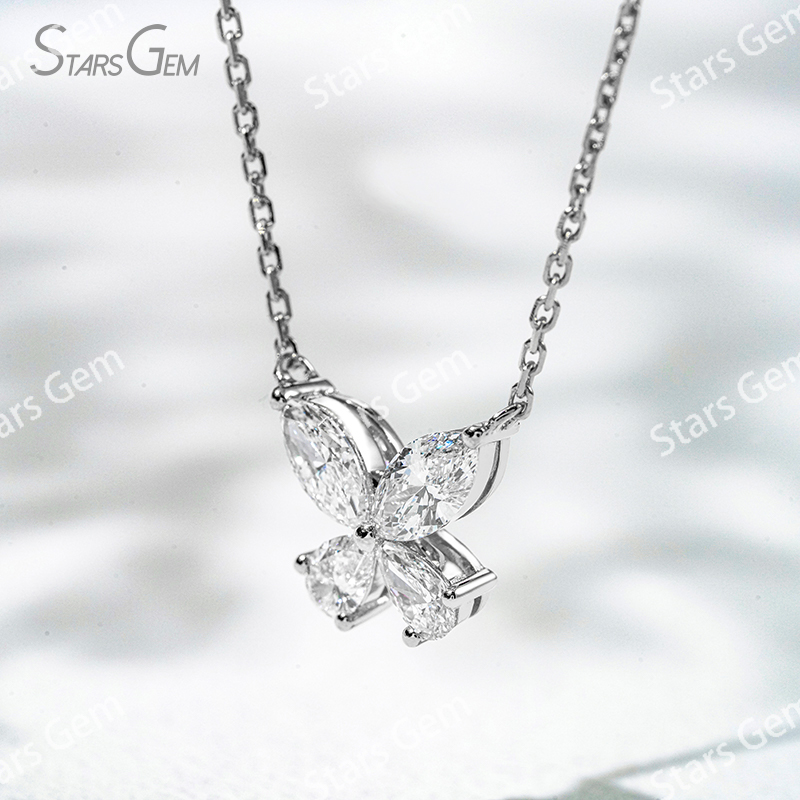 3.6×7mm Marquise Cut & 3×5mm Pear Cut Lab Grown Diamond 18K Gold Diamond Pendant Necklace