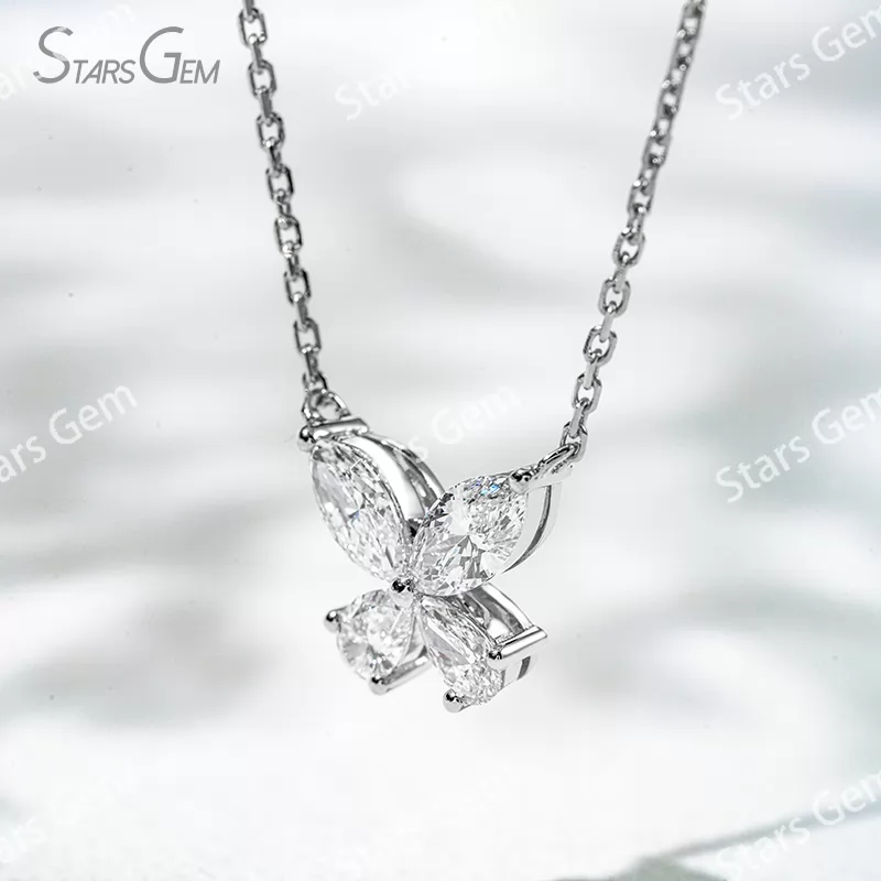 3.6×7mm Marquise Cut & 3×5mm Pear Cut Lab Grown Diamond 18K Gold Diamond Pendant Necklace