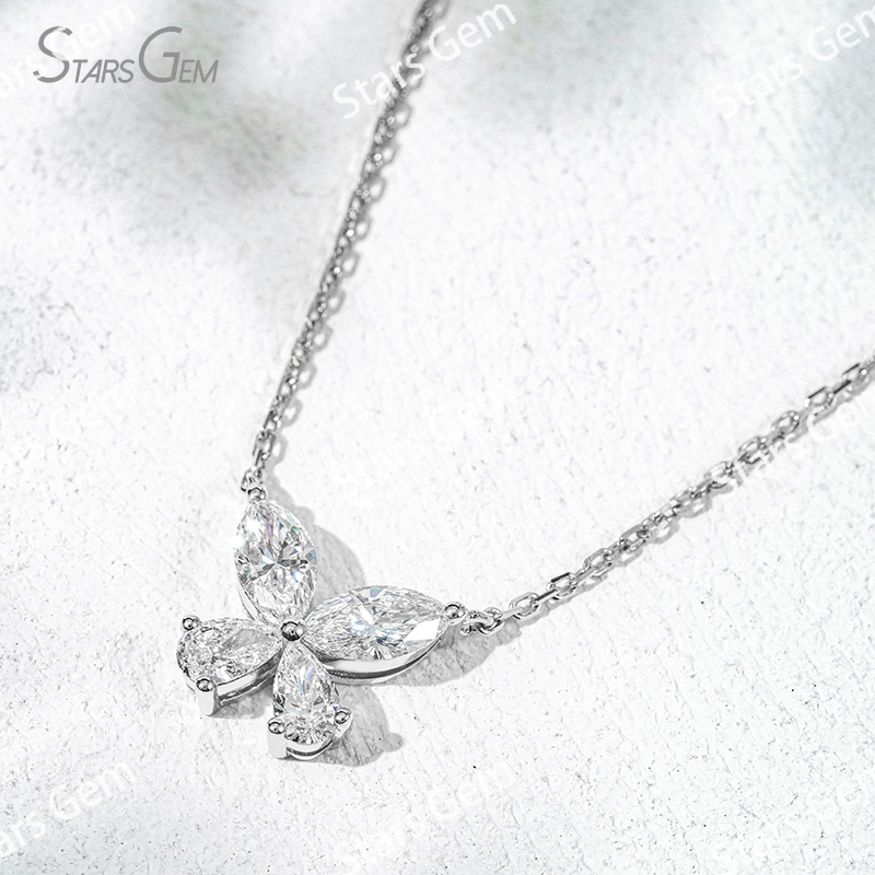 3.6×7mm Marquise Cut & 3×5mm Pear Cut Lab Grown Diamond 18K Gold Diamond Pendant Necklace