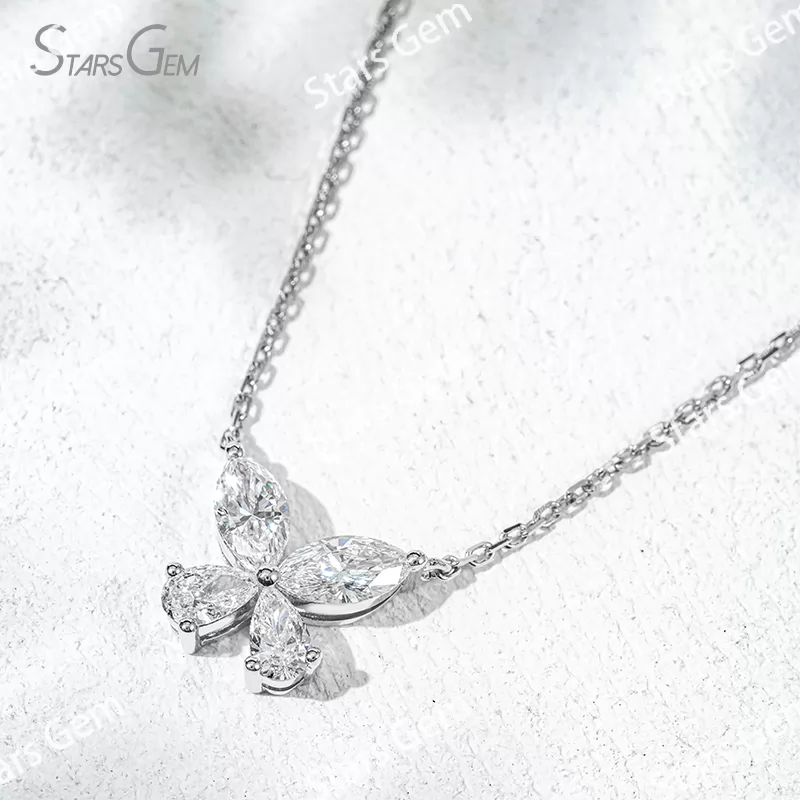 3.6×7mm Marquise Cut & 3×5mm Pear Cut Lab Grown Diamond 18K Gold Diamond Pendant Necklace