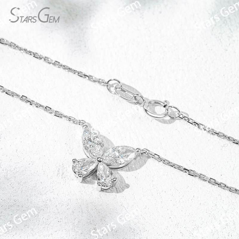3.6×7mm Marquise Cut & 3×5mm Pear Cut Lab Grown Diamond 18K Gold Diamond Pendant Necklace