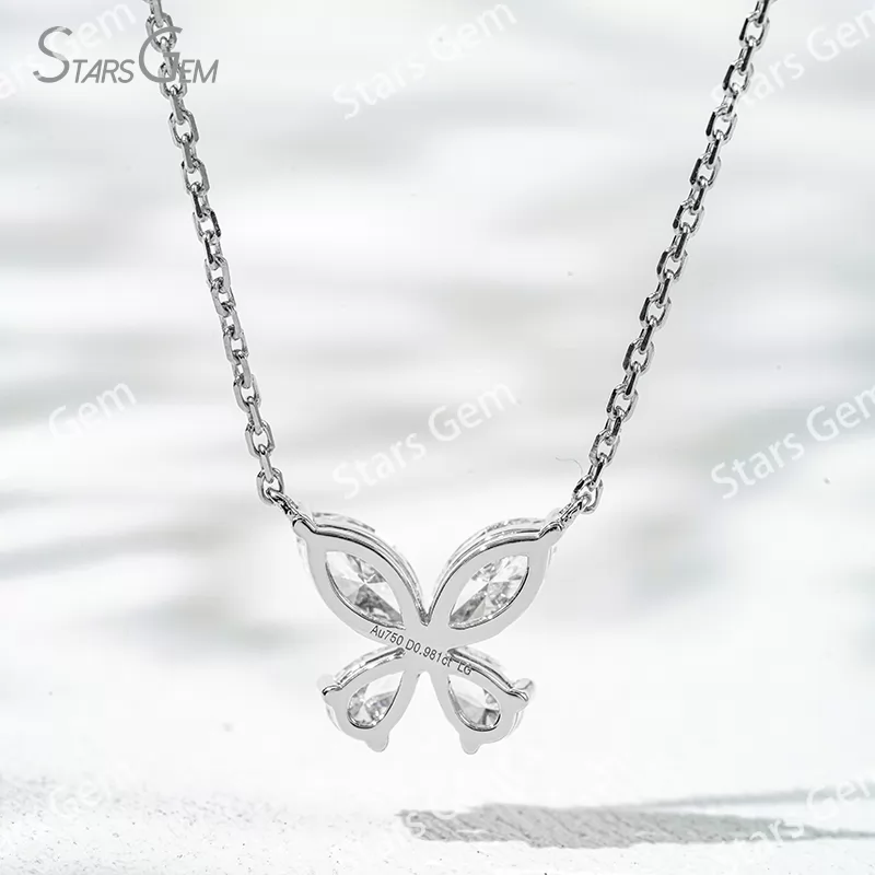 3.6×7mm Marquise Cut & 3×5mm Pear Cut Lab Grown Diamond 18K Gold Diamond Pendant Necklace