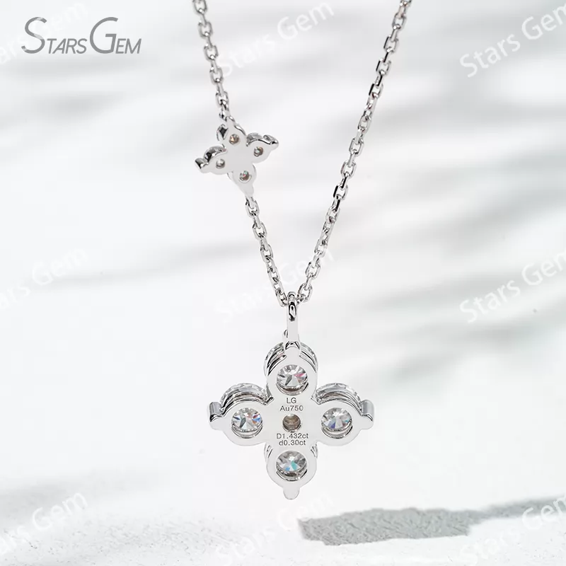 4.5mm Round Brilliant Cut Lab Grown Diamond 18K White Gold Diamond Pendant Necklace
