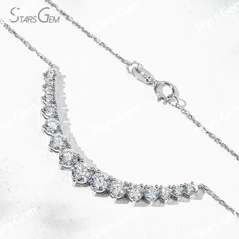 4.5mm Round Brilliant Cut Lab Grown Diamond 18K Gold Diamond Necklace