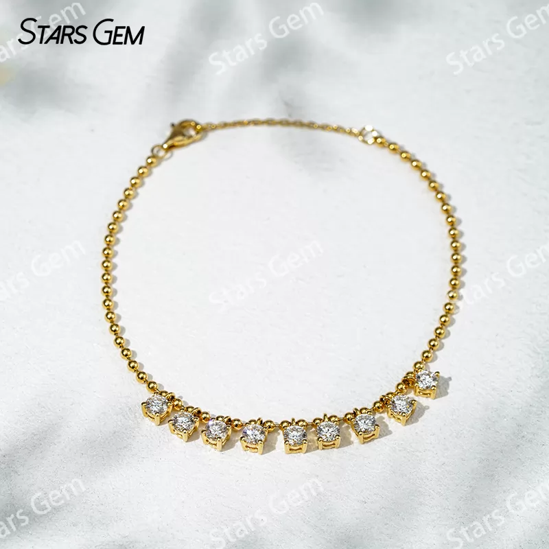 3.7mm Round Brilliant Cut Lab Grown Diamond 18K Gold Diamond Bracelet