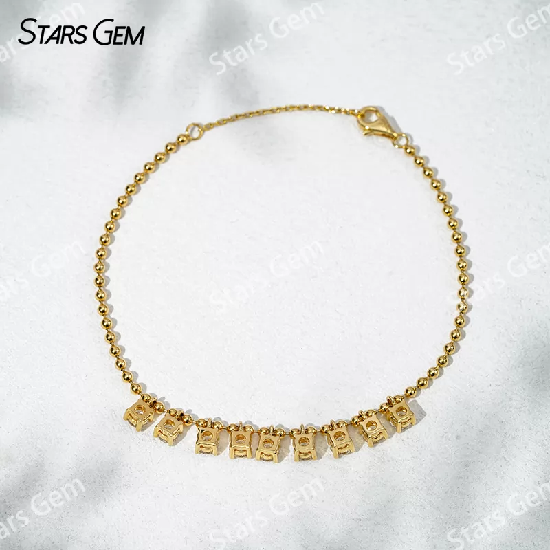 3.7mm Round Brilliant Cut Lab Grown Diamond 18K Gold Diamond Bracelet