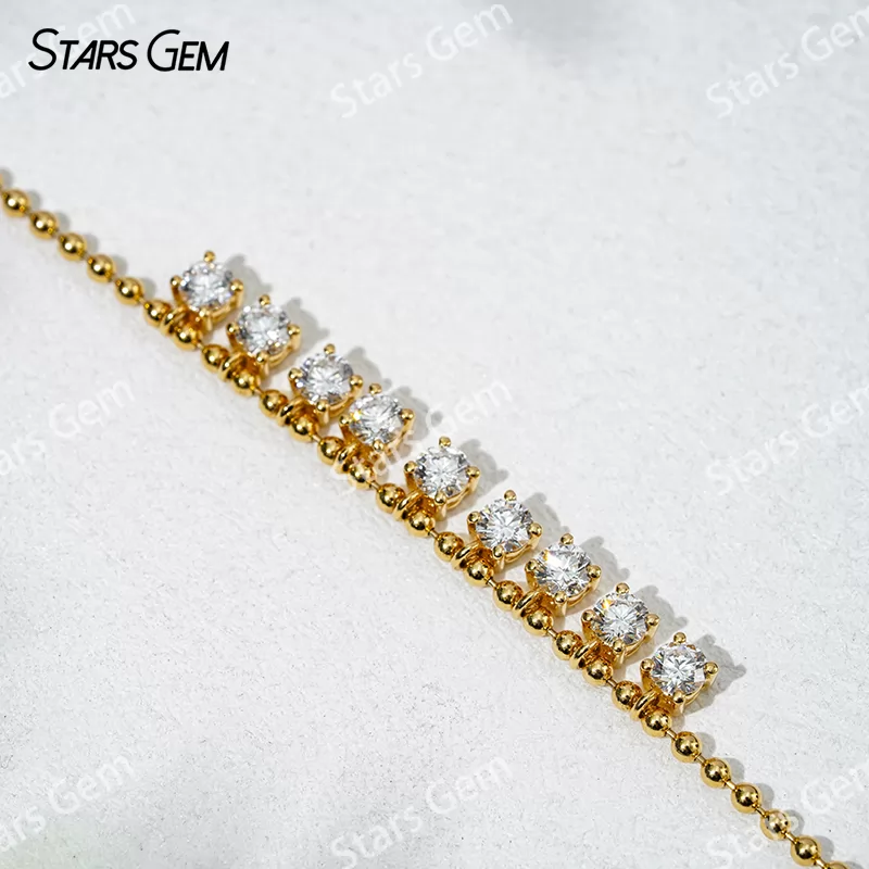 3.7mm Round Brilliant Cut Lab Grown Diamond 18K Gold Diamond Bracelet