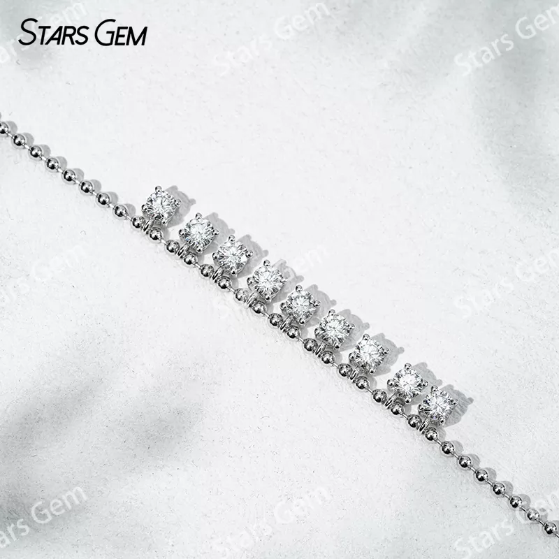 3.7mm Round Brilliant Cut Lab Grown Diamond 18K Gold Diamond Bracelet