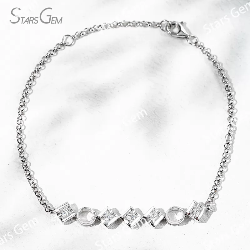 2.5×2.5mm Princess Cut Lab Grown Diamond 18K White Gold Diamond Bracelet