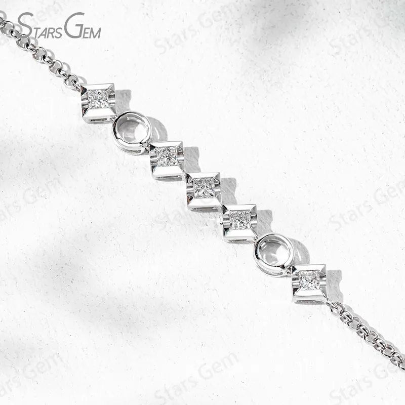 2.5×2.5mm Princess Cut Lab Grown Diamond 18K White Gold Diamond Bracelet