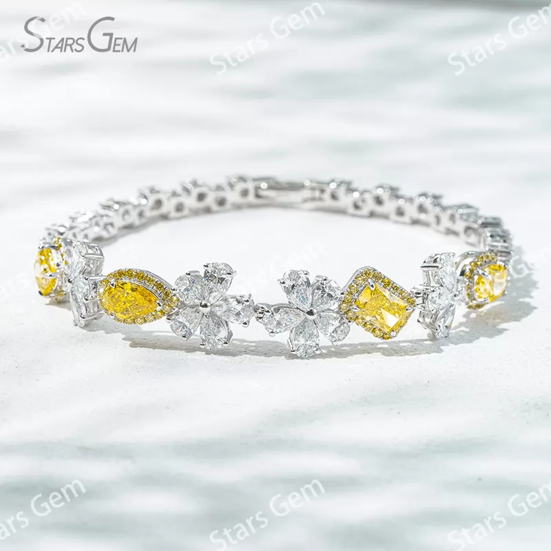 Fancy Shape Lab Grown Diamond 18K White Gold Diamond Bracelet