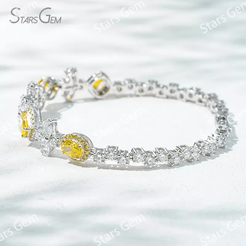 Fancy Shape Lab Grown Diamond 18K White Gold Diamond Bracelet