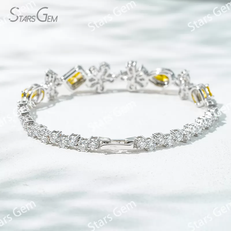 Fancy Shape Lab Grown Diamond 18K White Gold Diamond Bracelet
