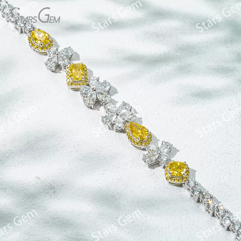 Fancy Shape Lab Grown Diamond 18K White Gold Diamond Bracelet