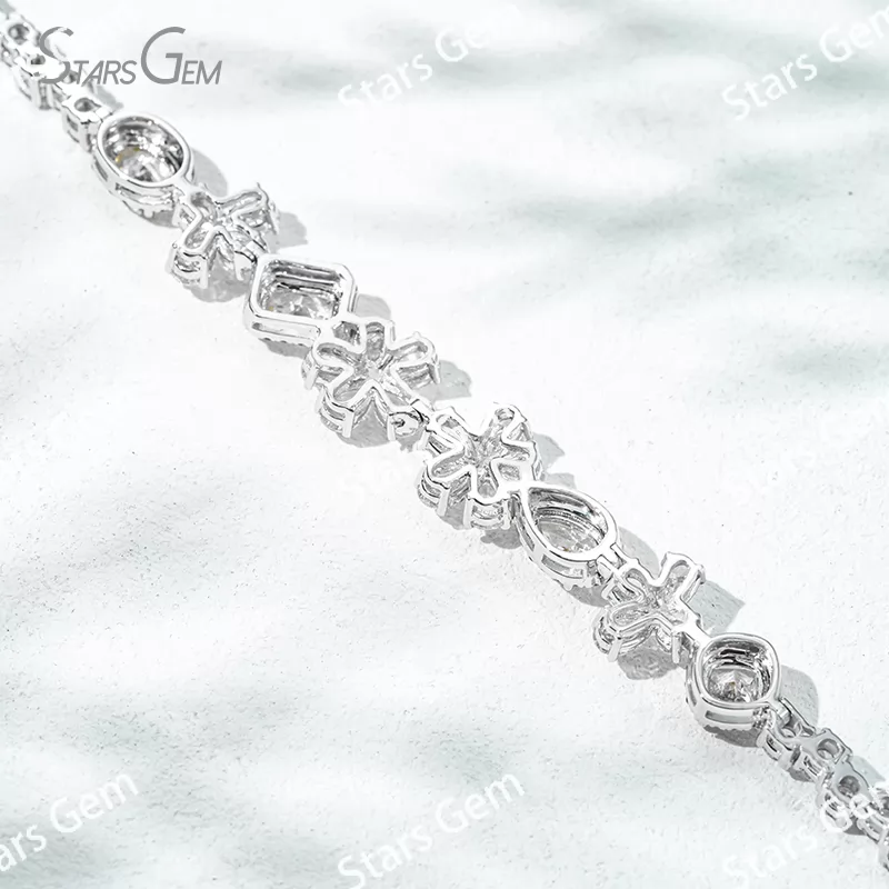 Fancy Shape Lab Grown Diamond 18K White Gold Diamond Bracelet