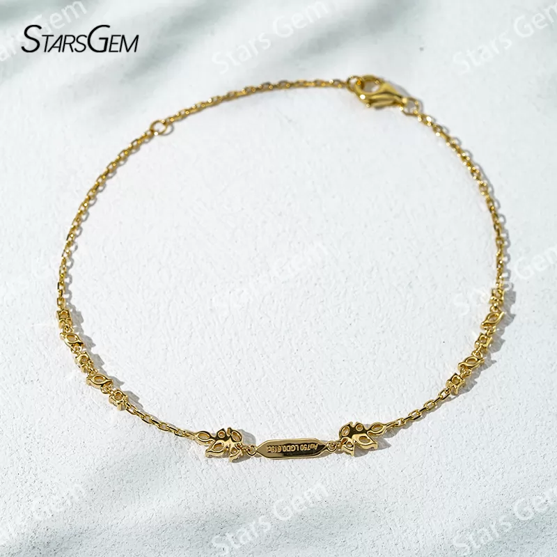 1.8×3mm Marquise Cut & 1.7mm and 2mm Round Brilliant Cut Lab Grown Diamond 18K Yellow Gold Diamond Bracelet