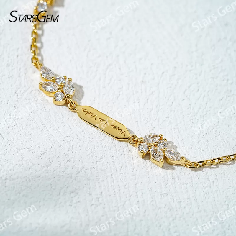 1.8×3mm Marquise Cut & 1.7mm and 2mm Round Brilliant Cut Lab Grown Diamond 18K Yellow Gold Diamond Bracelet