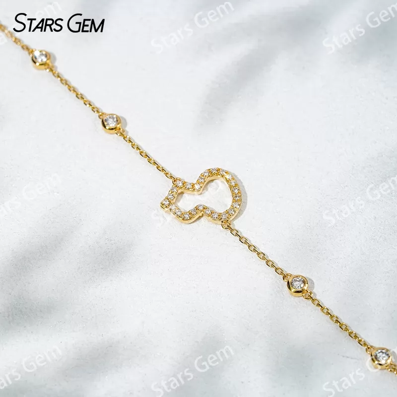1.4mm & 2.8mm Round Brilliant Cut Lab Grown Diamond Gourd Shape 18K Gold Diamond Bracelet
