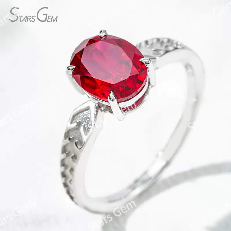 7×9mm Oval Cut Lab Gemstones 18K Gold Solitaire Engagement Ring