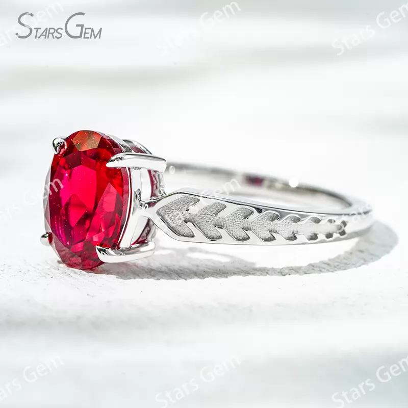 7×9mm Oval Cut Lab Gemstones 18K Gold Solitaire Engagement Ring