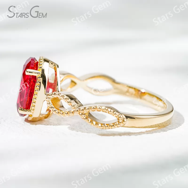 7×9mm Oval Cut Lab Gemstones 18K Gold Solitaire Engagement Ring