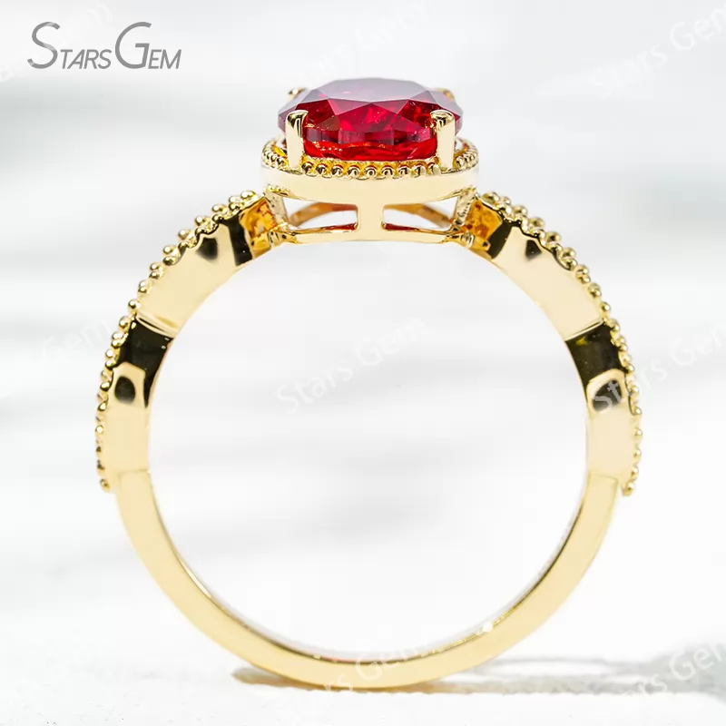 7×9mm Oval Cut Lab Gemstones 18K Gold Solitaire Engagement Ring