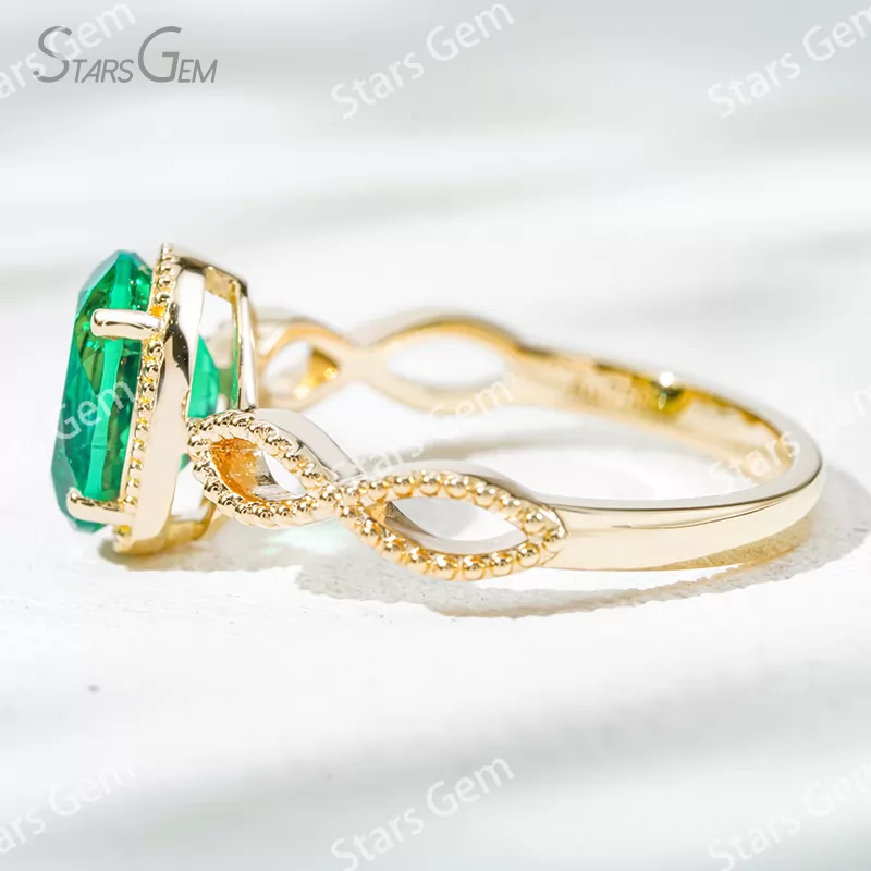 7×9mm Oval Cut Lab Gemstones 18K Gold Solitaire Engagement Ring