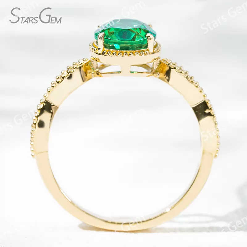 7×9mm Oval Cut Lab Gemstones 18K Gold Solitaire Engagement Ring