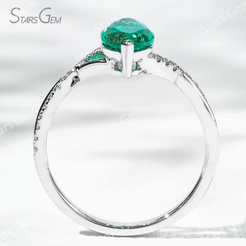 6×12mm Marquise Cut Lab Gemstones With Winding Band 18K Gold Pave Engagement Ring