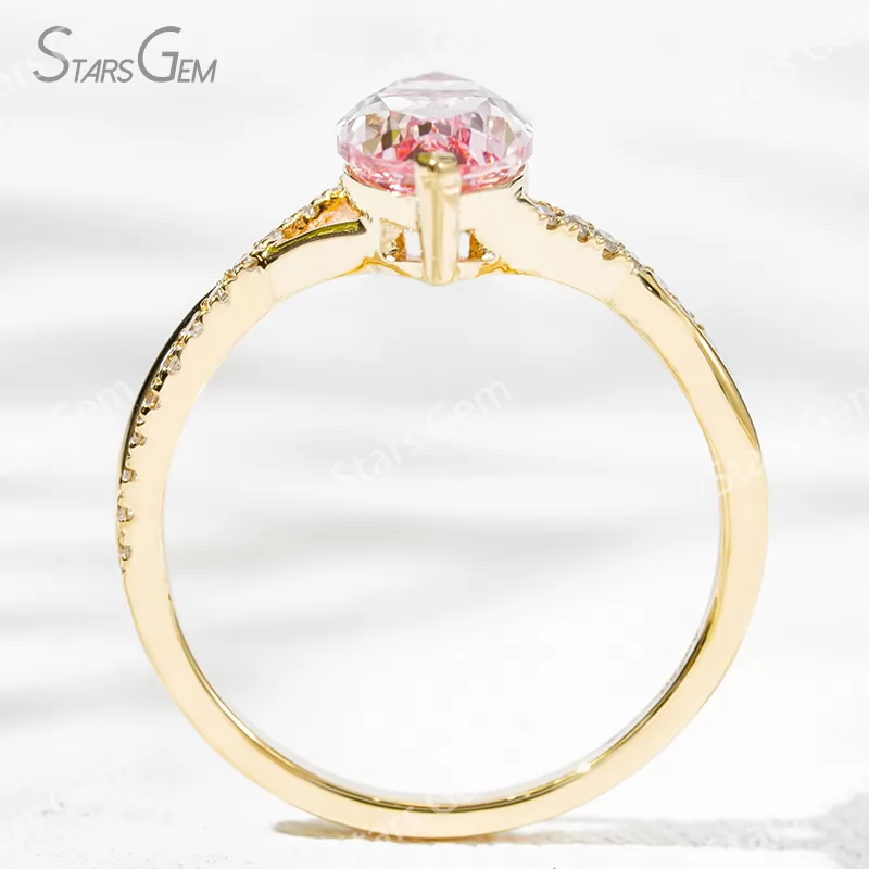6×12mm Marquise Cut Lab Gemstones With Winding Band 18K Gold Pave Engagement Ring