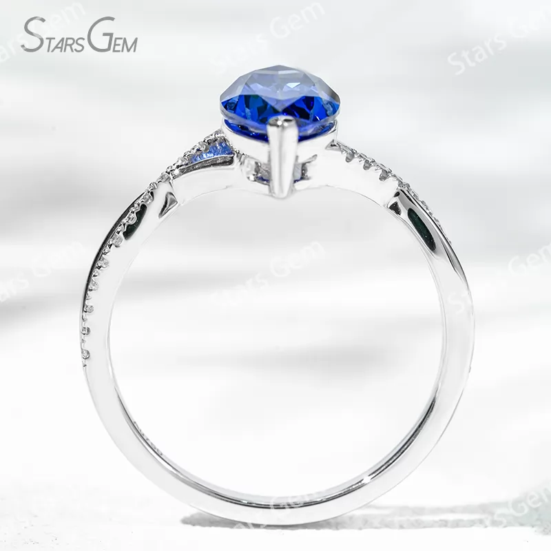 6×12mm Marquise Cut Lab Gemstones With Winding Band 18K Gold Pave Engagement Ring