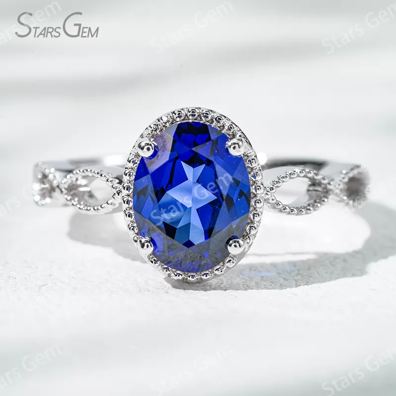 7×9mm Oval Cut Lab Gemstones 18K Gold Solitaire Engagement Ring