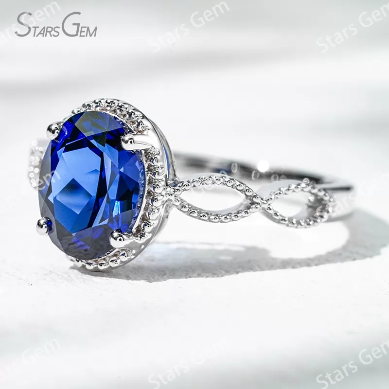 7×9mm Oval Cut Lab Gemstones 18K Gold Solitaire Engagement Ring