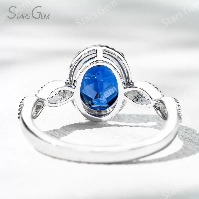 7×9mm Oval Cut Lab Gemstones 18K Gold Solitaire Engagement Ring